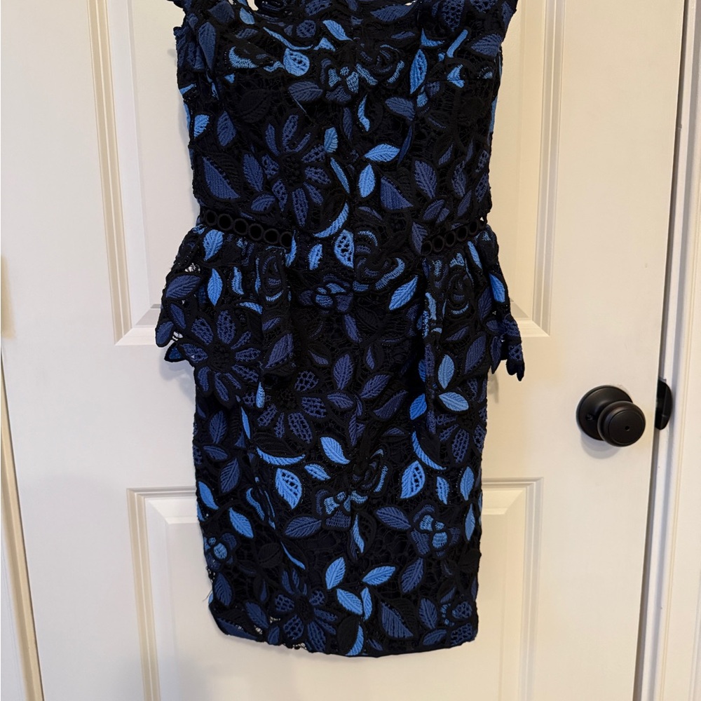 Elliatt Navy and Blue Floral Lace Mini Dress